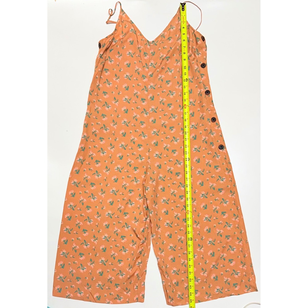Patagonia Fleetwith Jumpsuit Orange Floral Tencel Lyocell Wide Leg Womens M